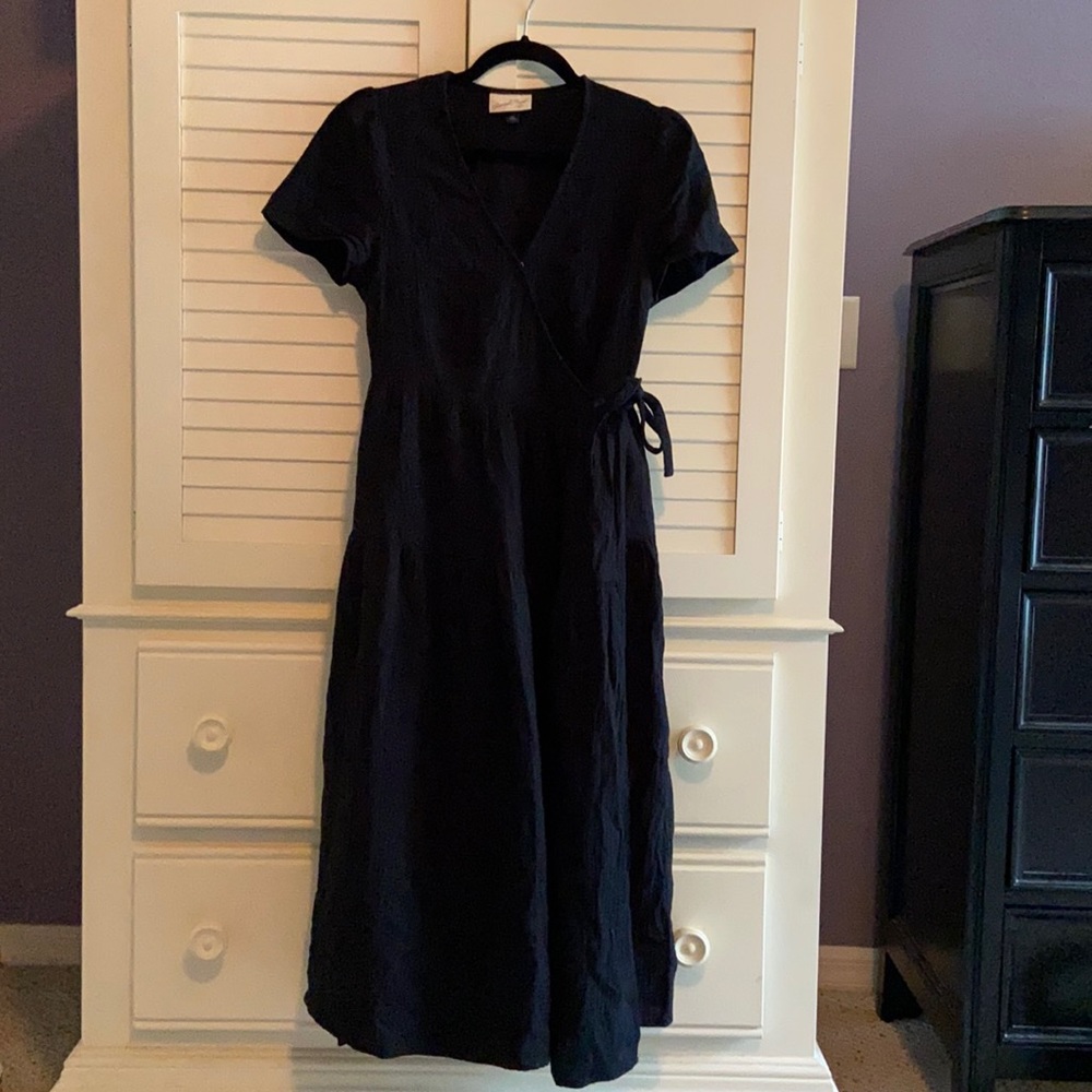 Universal Thread Goods black linen wrap dress - XS